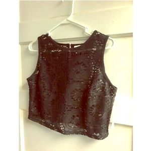 Black eyelet see thru crop top